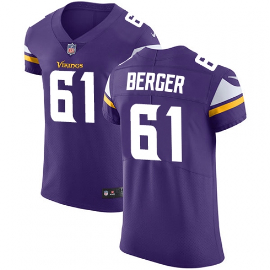 Men's Nike Minnesota Vikings #61 Joe Berger Purple Team Color Vapor Untouchable Elite Player NFL Jersey - Ujersey