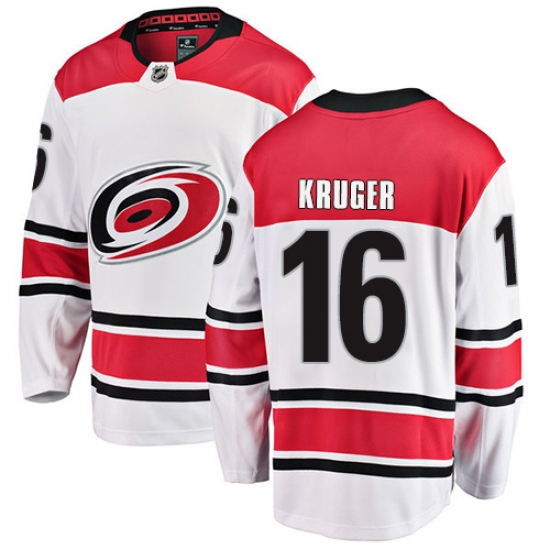 Men's Carolina Hurricanes #16 Marcus Kruger Fanatics Branded White Away Breakaway NHL Jersey - Ujersey