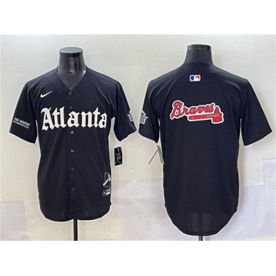 Men's Atlanta Braves Black Team Big Logo Gothic South x Outkast Edition Vapor Limited Stitched Baseball Jersey - Ujersey