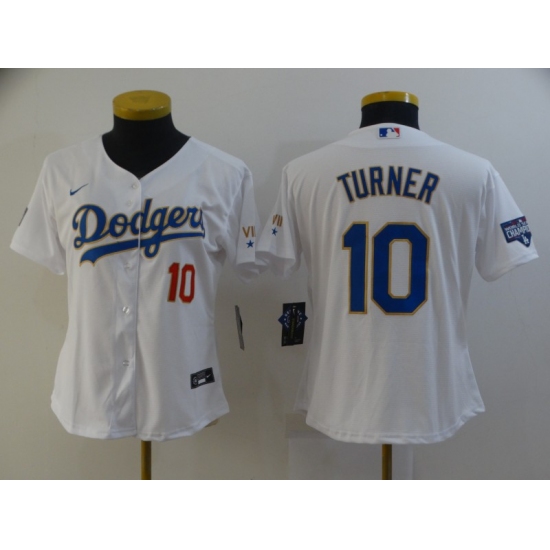 Women's Nike Los Angeles Dodgers #10 Justin Turner White Champions Authentic Jersey - Ujersey
