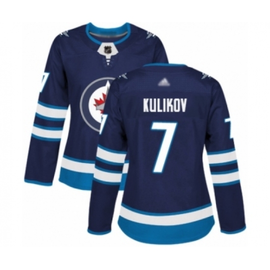 Women's Winnipeg Jets #7 Dmitry Kulikov Authentic Navy Blue Home Hockey Jersey - Ujersey