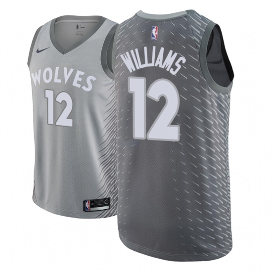 Men NBA 2018-19 Minnesota Timberwolves #12 C J  Williams City Edition Gray Jersey - Ujersey
