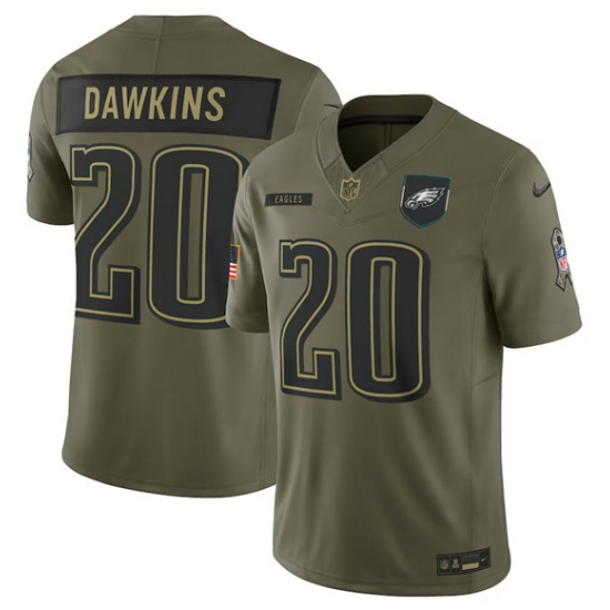 Men's Philadelphia Eagles #20 Brian Dawkins Olive 2025 Salute to Service Limited Football Stitched Jersey - Ujersey