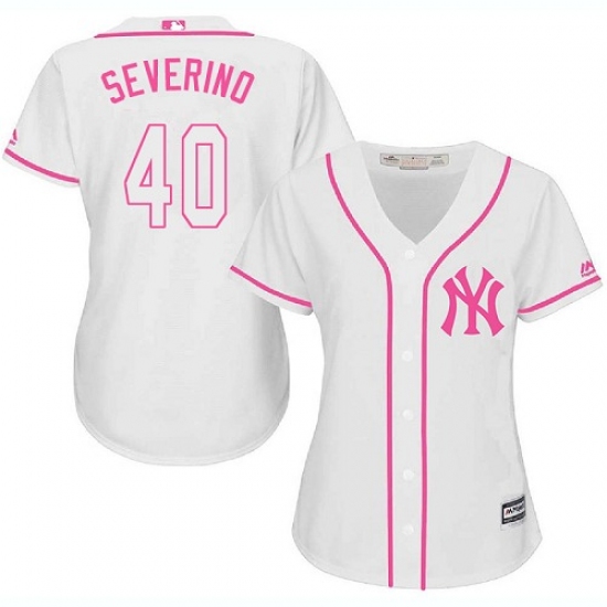 Women's Majestic New York Yankees #40 Luis Severino Authentic White Fashion Cool Base MLB Jersey - Ujersey