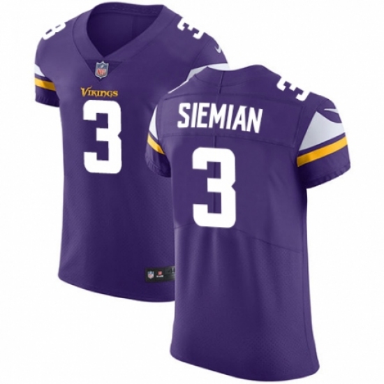 Men's Nike Minnesota Vikings #3 Trevor Siemian Purple Team Color Vapor Untouchable Elite Player NFL Jersey - Ujersey
