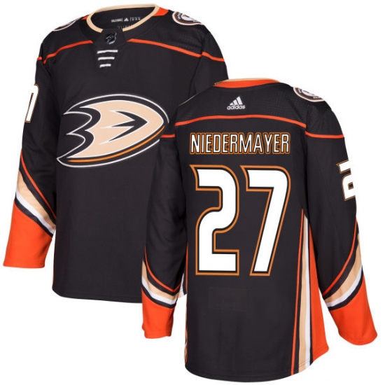 Men's Adidas Anaheim Ducks #27 Scott Niedermayer Premier Black Home NHL Jersey - Ujersey