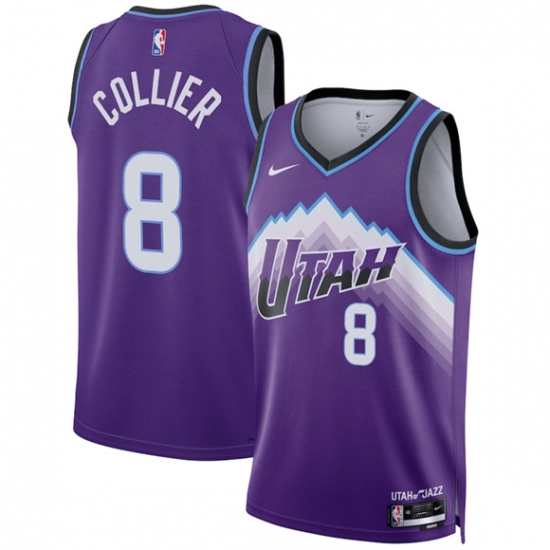 Men's Utah Jazz #8 Isaiah Collier Purple 2025 Icon Edition Stitched Basketball Jersey - Ujersey
