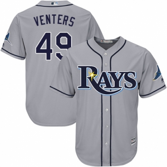 Youth Majestic Tampa Bay Rays #49 Jonny Venters Replica Grey Road Cool Base MLB Jersey - Ujersey