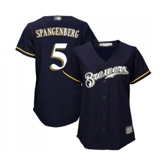 Women's Milwaukee Brewers #5 Cory Spangenberg Replica Navy Blue Alternate Cool Base Baseball Jersey - Ujersey