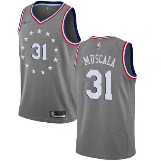 Men's Nike Philadelphia 76ers #31 Mike Muscala Swingman Gray NBA Jersey - City Edition - Ujersey