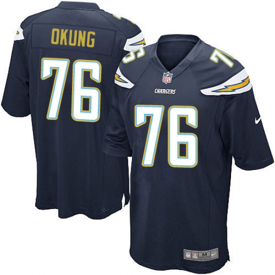 Men's Nike Los Angeles Chargers #76 Russell Okung Game Navy Blue Team Color NFL Jersey - Ujersey