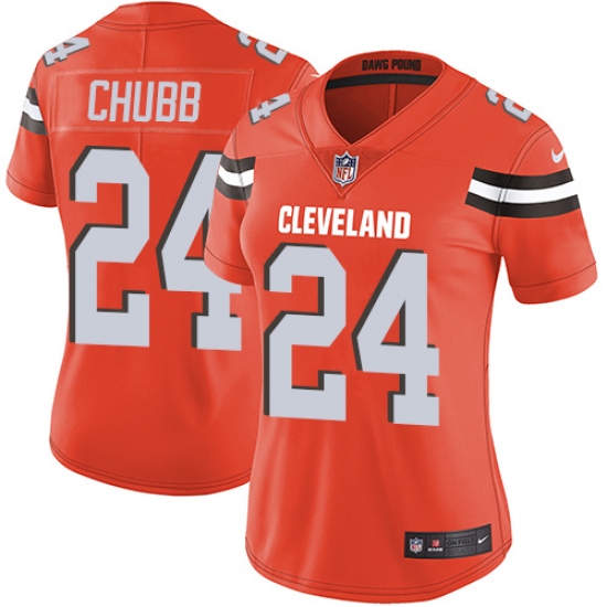 Women's Nike Cleveland Browns #24 Nick Chubb Orange Alternate Vapor Untouchable Limited Player NFL Jersey - Ujersey