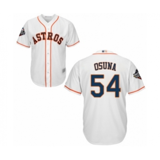 Youth Houston Astros #54 Roberto Osuna Authentic White Home Cool Base 2019 World Series Bound Baseball Jersey - Ujersey