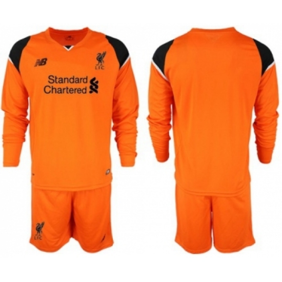 Liverpool Blank Orange Goalkeeper Long Sleeves Soccer Club Jersey