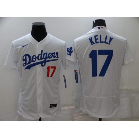 Men's Los Angeles Dodgers #17 Joe Kelly White Flex Base Stitched Baseball Jersey - Ujersey