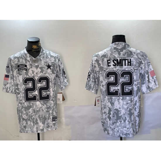 Men's Dallas Cowboys #22 Emmitt Smith Arctic Camo 2024 FUSE Salute to Service Limited Stitched Jersey - Ujersey