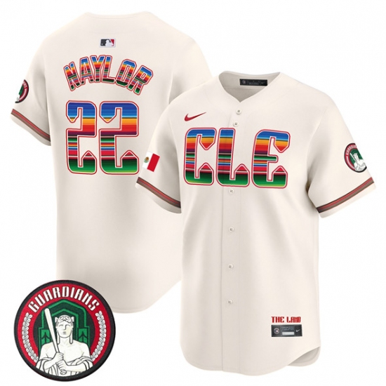 Men's Cleveland Guardians #22 Josh Naylor Cream Mexico Vapor Premier Limited Stitched Baseball Jersey - Ujersey
