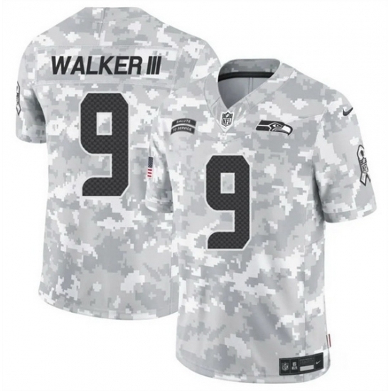 Men's Seattle Seahawks #9 Kenneth Walker III 2024 F U S E Arctic Camo Salute To Service Limited Stitched Football Jersey - Ujersey