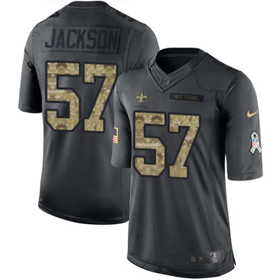 Youth Nike New Orleans Saints #57 Rickey Jackson Limited Black 2016 Salute to Service NFL Jersey - Ujersey