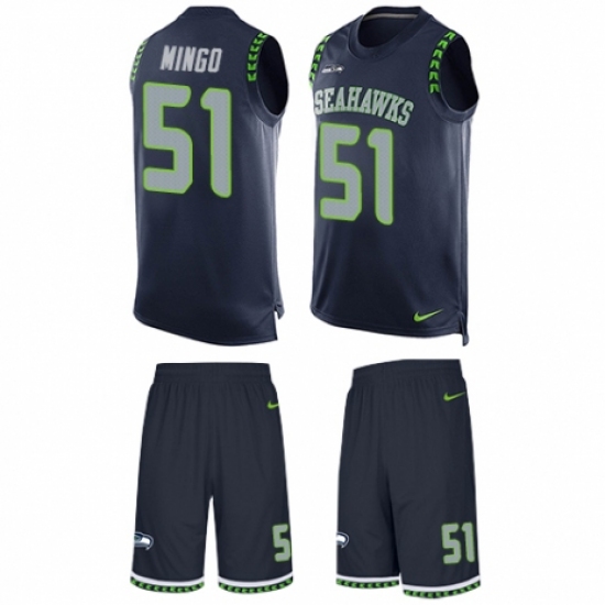 Men's Nike Seattle Seahawks #51 Barkevious Mingo Limited Steel Blue Tank Top Suit NFL Jersey - Ujersey