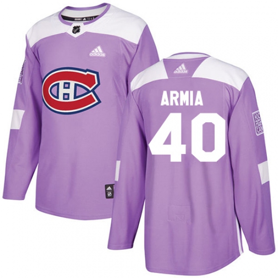 Men's Adidas Montreal Canadiens #40 Joel Armia Authentic Purple Fights Cancer Practice NHL Jersey - Ujersey
