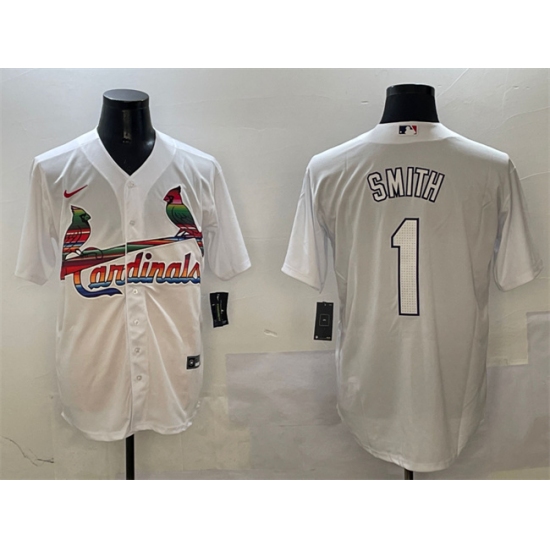 Men's St. Louis Cardinals #1 Ozzie Smith White Cool Base Stitched Baseball Jersey - Ujersey