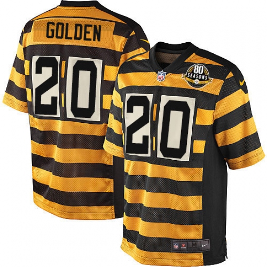 Men's Nike Pittsburgh Steelers #20 Robert Golden Limited Yellow/Black Alternate 80TH Anniversary Throwback NFL Jersey - Ujersey