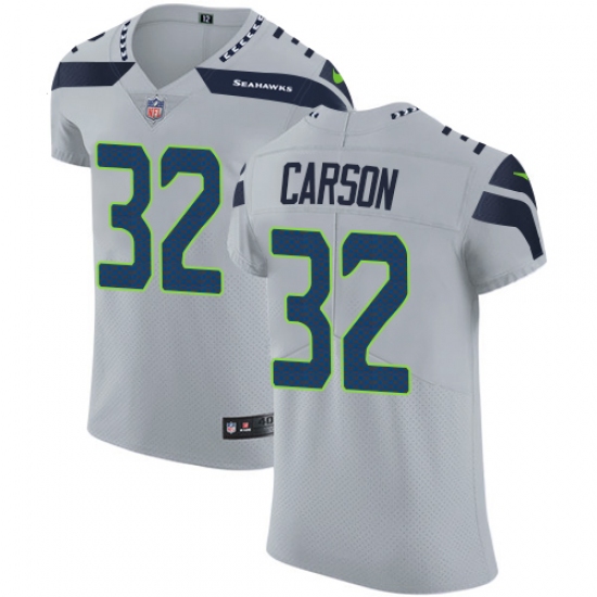 Men's Nike Seattle Seahawks #32 Chris Carson Grey Alternate Vapor Untouchable Elite Player NFL Jersey - Ujersey