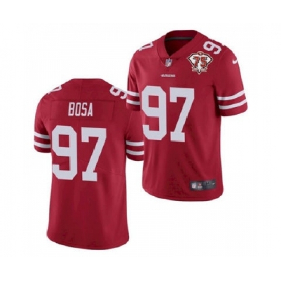 Men's San Francisco 49ers #97 Nick Bosa Red 2021 75th Anniversary Vapor Untouchable Limited Jersey - Ujersey