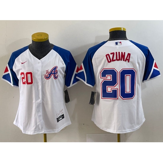 Women's Atlanta Braves #20 Marcell Ozuna Number White 2023 City Connect Cool Base Stitched Jerseys - Ujersey