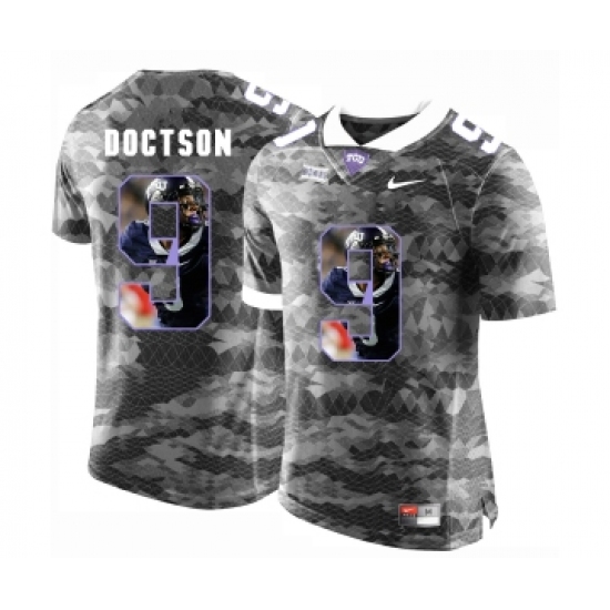 TCU Horned Frogs 9 Josh Doctson Gray With Portrait Print College Football Limited Jersey - Ujersey