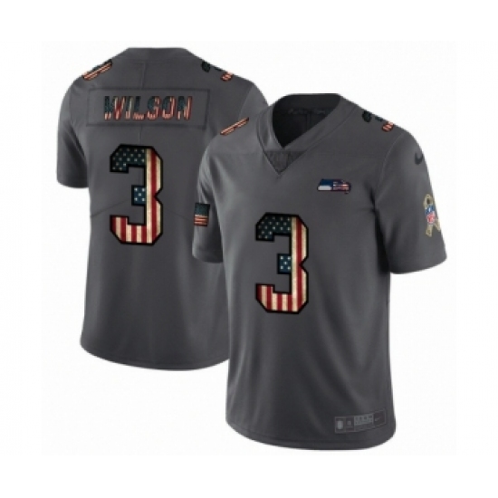 Men's Seattle Seahawks #3 Russell Wilson Limited Black USA Flag 2019 Salute To Service Football Jersey - Ujersey