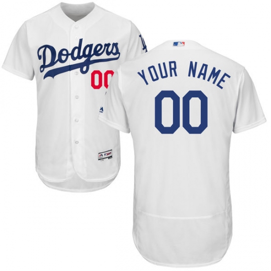 Men's Los Angeles Dodgers Majestic Home White Flex Base Authentic Collection Custom Jersey - Ujersey