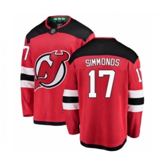 Youth New Jersey Devils #17 Wayne Simmonds Fanatics Branded Red Home Breakaway Hockey Jersey - Ujersey