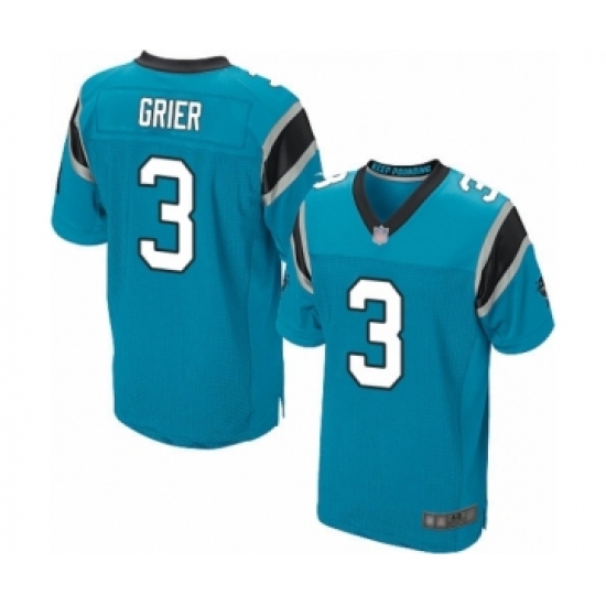 Men's Carolina Panthers #3 Will Grier Elite Blue Alternate Football Jersey - Ujersey