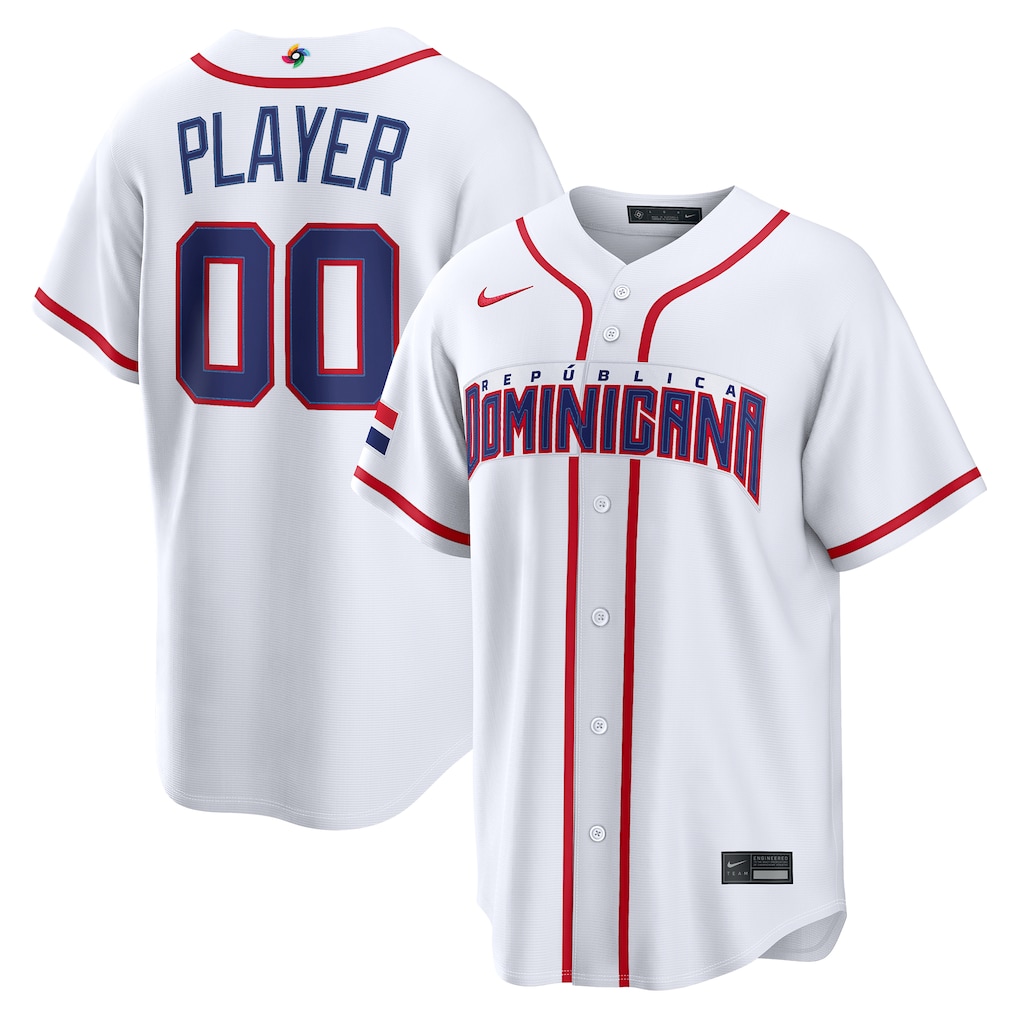 Men's Dominican Republic Baseball Nike White 2026 World Baseball Classic Home Pick-A-Player Jersey - U-jersey