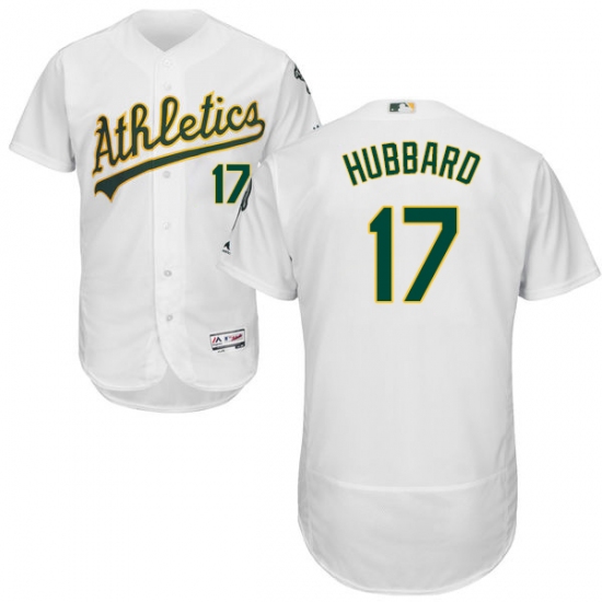 Men's Majestic Oakland Athletics #17 Glenn Hubbard White Home Flex Base Authentic Collection MLB Jersey - Ujersey