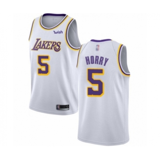 Youth Los Angeles Lakers #5 Robert Horry Swingman White Basketball Jerseys - Association Edition - Ujersey