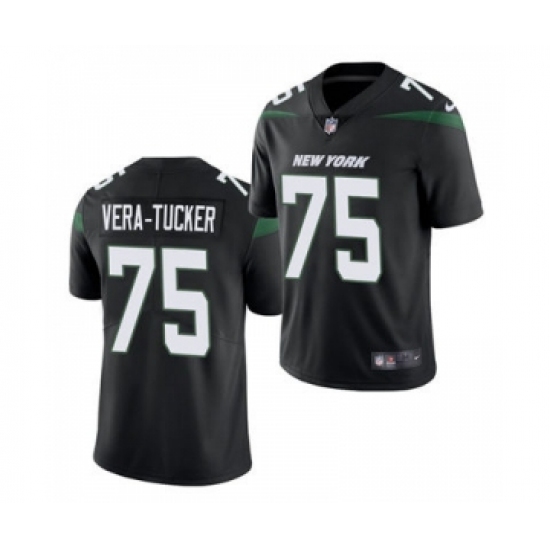Men's New York Jets #75 Alijah Vera-Tucker 2021 Football Draft Black Vapor Untouchable Limited Jersey