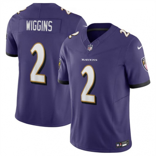 Men's Baltimore Ravens #2 Nate Wiggins Purple 2024 Draft F.U.S.E. Vapor Limited Football Jersey - Ujersey