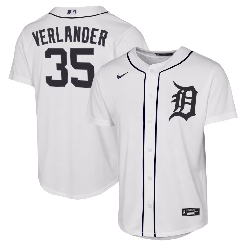 Youth Detroit Tigers Justin Verlander Nike White Home Replica Jersey - Ujersey