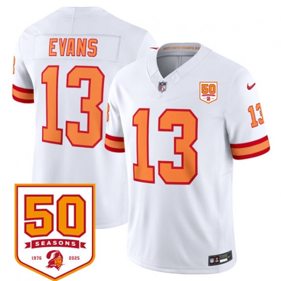 Men's Tampa Bay Buccaneers #13 Mike Evans White 2025 F.U.S.E. 50th Anniversary Vapor Untouchable Limited Football Stitched Jersey - Ujersey