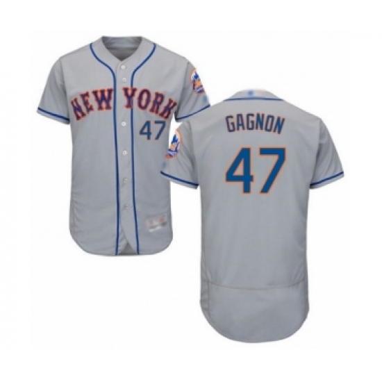Men's New York Mets #47 Drew Gagnon Grey Road Flex Base Authentic Collection Baseball Player Jersey - Ujersey