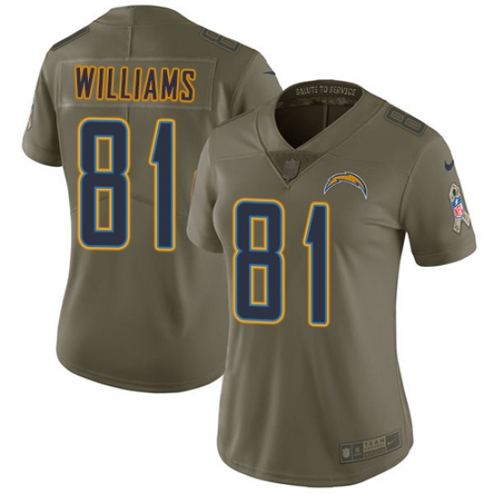 Women's Nike Los Angeles Chargers #81 Mike Williams Limited Olive 2017 Salute to Service NFL Jersey - Ujersey
