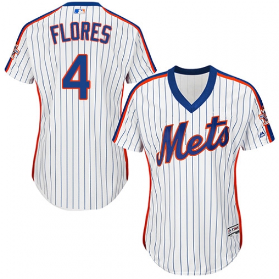 Women's Majestic New York Mets #4 Wilmer Flores Authentic White Alternate Cool Base MLB Jersey - Ujersey