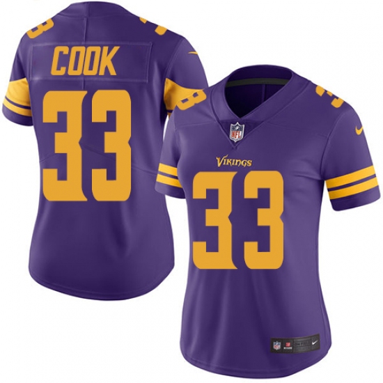 Women's Nike Minnesota Vikings #33 Dalvin Cook Limited Purple Rush Vapor Untouchable NFL Jersey - Ujersey