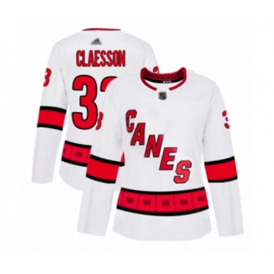 Women's Carolina Hurricanes #33 Fredrik Claesson Authentic White Away Hockey Jersey - Ujersey
