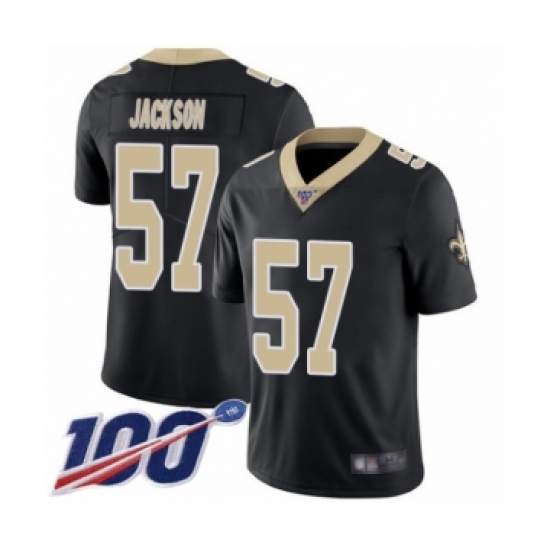 Men's New Orleans Saints #57 Rickey Jackson Black Team Color Vapor Untouchable Limited Player 100th Season Football Jersey - Ujersey