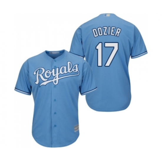 Men's Kansas City Royals #17 Hunter Dozier Replica Light Blue Alternate 1 Cool Base Baseball Jersey - Ujersey