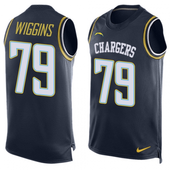 Men's Nike Los Angeles Chargers #79 Kenny Wiggins Limited Navy Blue Player Name & Number Tank Top NFL Jersey - Ujersey